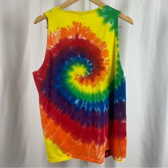 Cookies Medium Vibrant Bright Tie Dye Swirl Hippie Boho Cut Off Tank Top Beach - Picture 2 of 10